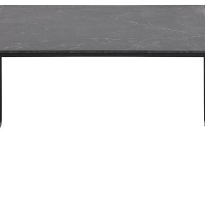 Mesa de centro metálica color negro, tablero melamina imitación marmol, AT092, para salón, comedor o sofá