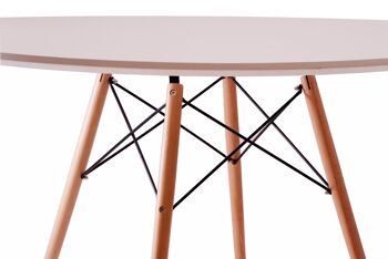 Table ronde de salle à manger ou de cuisine en bois naturel et laqué blanc de style nordique.BEAT DINING80. 2