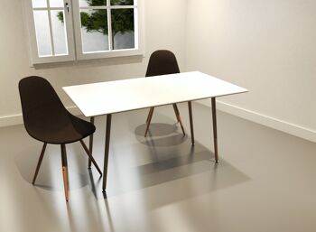 Table rectangulaire de repas ou de cuisine en bois naturel et laque blanche de style nordique.BEAT DINING120X80. 4