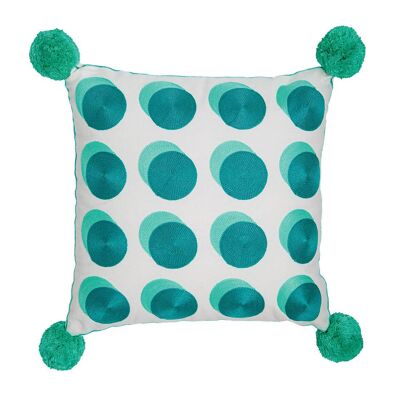 Letterpop Spots Embroidered Cushion Teal/Mint