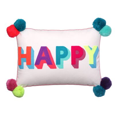 Multicoloured Happy Cushion