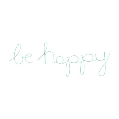 Be Happy Wire Word - Turquoise