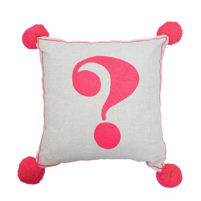 Neon Coral on Linen Square Cushion
