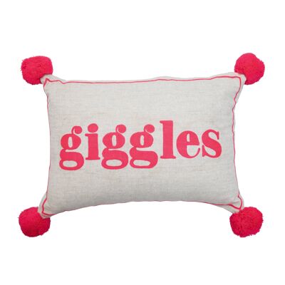 Giggles Coral on Linen Rectangular Cushion