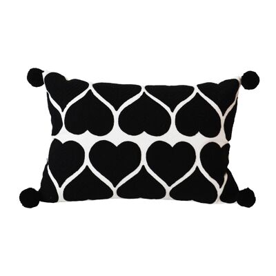 Embroidered Hearts Rectangular Cushion