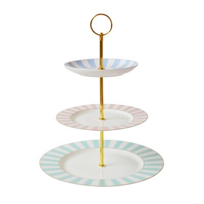 Stripy 3 Tier Cake Stand Pastels