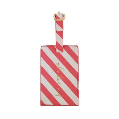 Bon Voyage Coral Stripes Luggage Tag