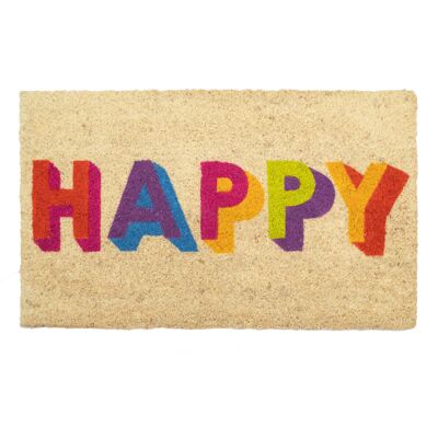 Happy Block Letters Door Mat