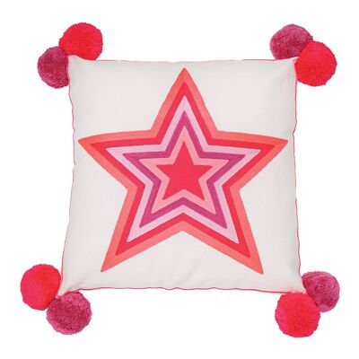 What a Star Embroidered Cushions Pink