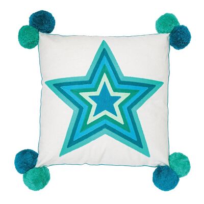 What a Star Embroidered Cushions Mint/Teal
