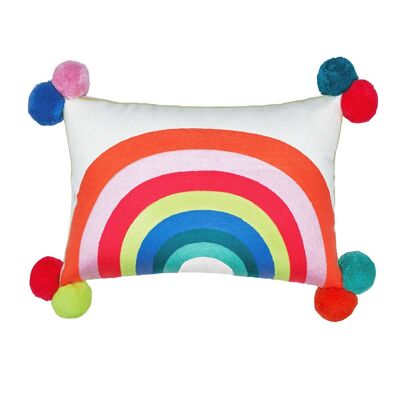 Hope Rainbow Embroidered Cushion Brights