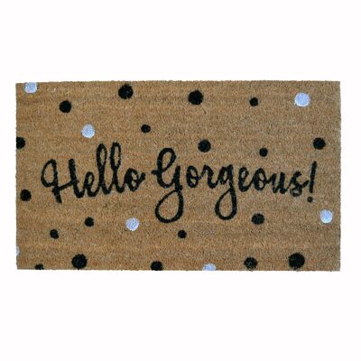 Hello Gorgeous Door Mat - Spotty