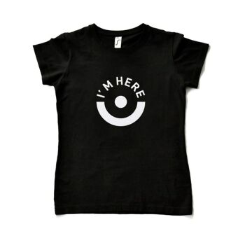 T-shirt noir Femme - Here design 1