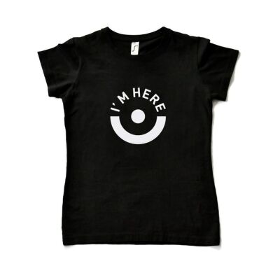 Schwarzes T-Shirt Frau - Hier Design