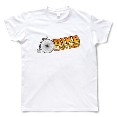Camiseta Blanca Hombre - Diseño Bike to the Future