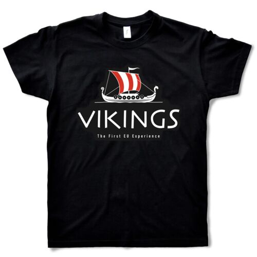 Black T-shirt Man - Drakkar Viking ship design