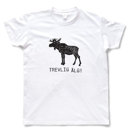 White T-shirt Man - Moose Black design