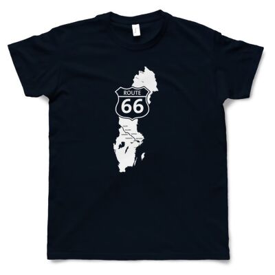 Camiseta Hombre Azul Marino - Diseño Ruta 66 Sueca