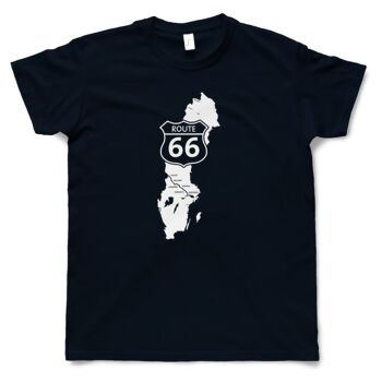 T-shirt Bleu Marine Homme - Design Suédois Route 66 1