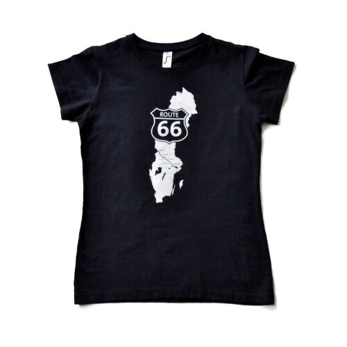 Navy Blue T-shirt Woman - Swedish Route 66 design