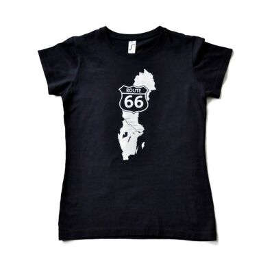 Marineblaues T-Shirt Frau - Schwedisches Route 66-Design