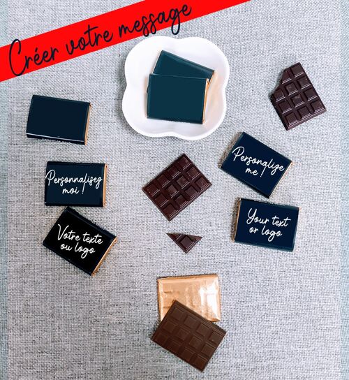 CHOCOLAT PERSONNALISÉ - Créez votre message et/ou logo en chocolat - Lot de 100