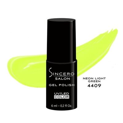 Smalto gel SINCERO SALON, 6ml, Verde chiaro neon, 4409