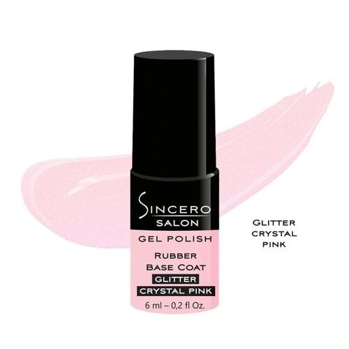 Rubber base "Sincero Salon", Glitter crystal pink, 6ml