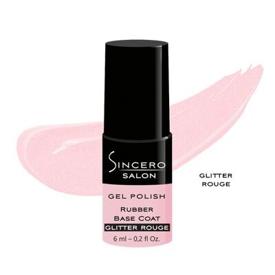 Rubber base "Sincero Salon", Glitter rouge, 6ml