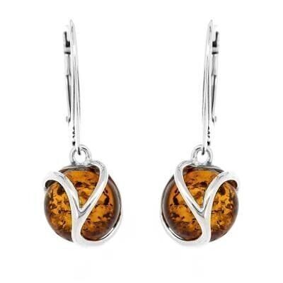 Tiny Orion Cognac Amber Earrings and Presentation Box