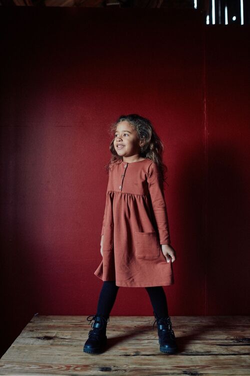 Kids Dress - Coopery red