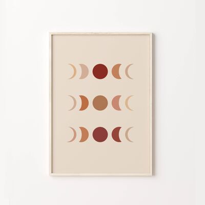 Moon Phases Abstract Geometric Boho Art Print Poster , SKU117