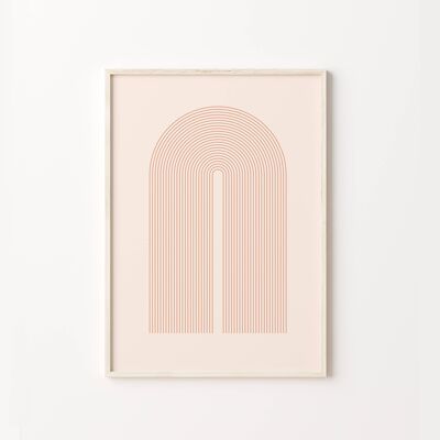 Retro Arch Rainbow Abstract Pink Mid Century Print Poster , SKU122