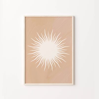 Retro Large Sun Abstract Mid Century Print Poster , SKU146