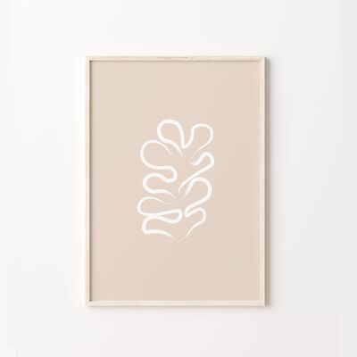 Neutral Beige Leaf Matisse Cut Out Art Print , SKU159