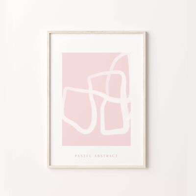 Abstract Lines Pastel Pink Wall Art Print Poster , SKU160