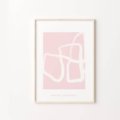 Abstract Lines Pastel Pink Wall Art Print Poster , SKU160