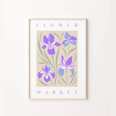 Purple Colourful Flower Market Print , SKU165