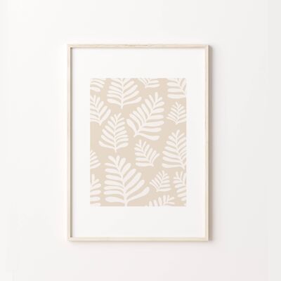 Neutral Leaf Matisse Cut Out Art Pattern Wall Art Print , SKU175
