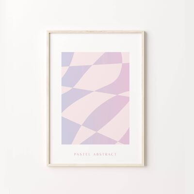 Checkerboard Gradient Pastel Abstract Pink Purple Wall Print , SKU178