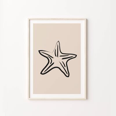 Nude Neutral Starfish Illustration Art Print Wall Poster , SKU187
