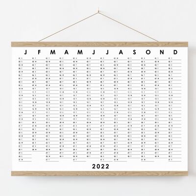 Minimal Black and White 2022 Year Wall Planner Calendar A3 , SKU193