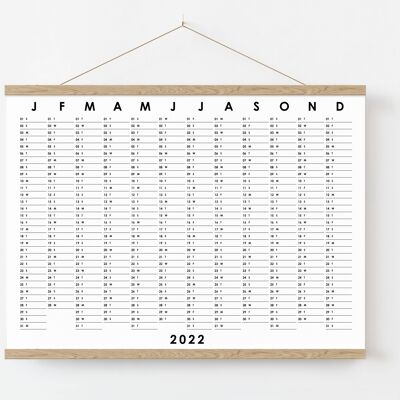 Minimal Black and White 2022 Year Wall Planner Calendar A3 , SKU193