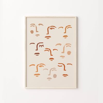 Abstract Faces Illustration Wall Print , SKU207