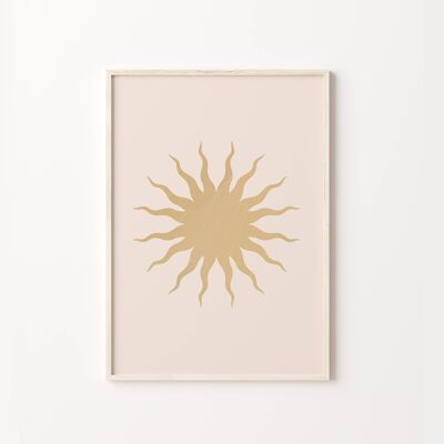 Retro Large Sun Abstract Mid Century Print Poster , SKU210