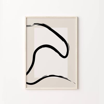 Beige Abstract Brush Stroke Line Neutral Wall Print Poster , SKU218