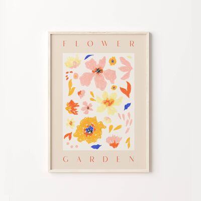 Flower Garden Market Colourful Pastel Wall Print Poster , SKU220