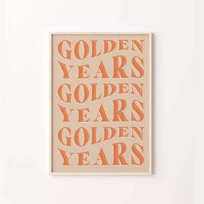 Golden Years Lyrics Music Colourful Orange Wall Art Print , SKU227