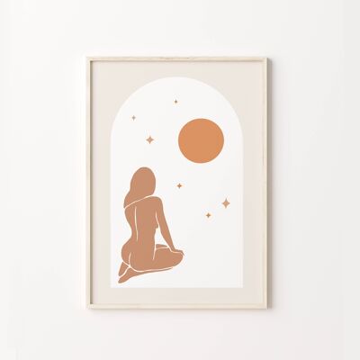 Bohemian Woman With Sun Art Print , SKU237