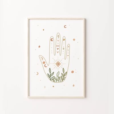 Boho Celestial Hand Art Print , SKU238